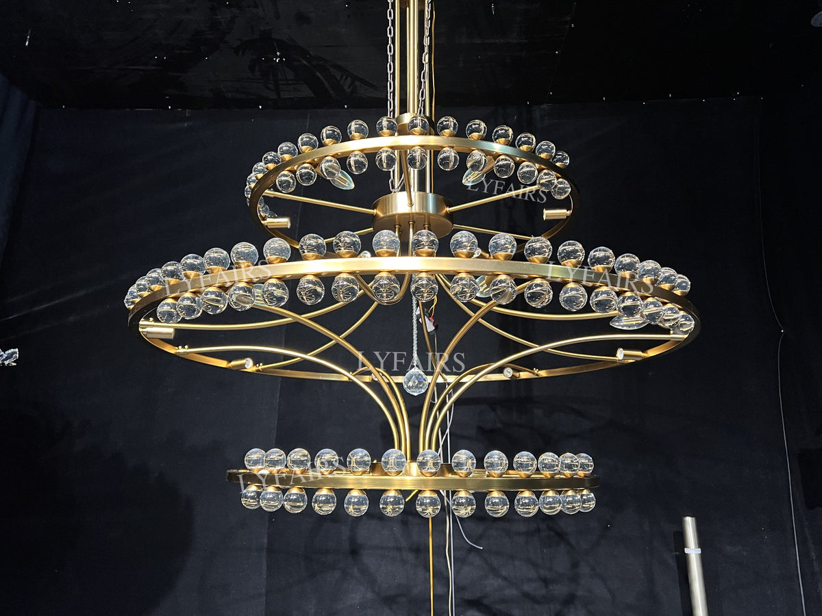 Modern 2 / 3 Ring Glass Ball Chandelier for Low-Ceiling