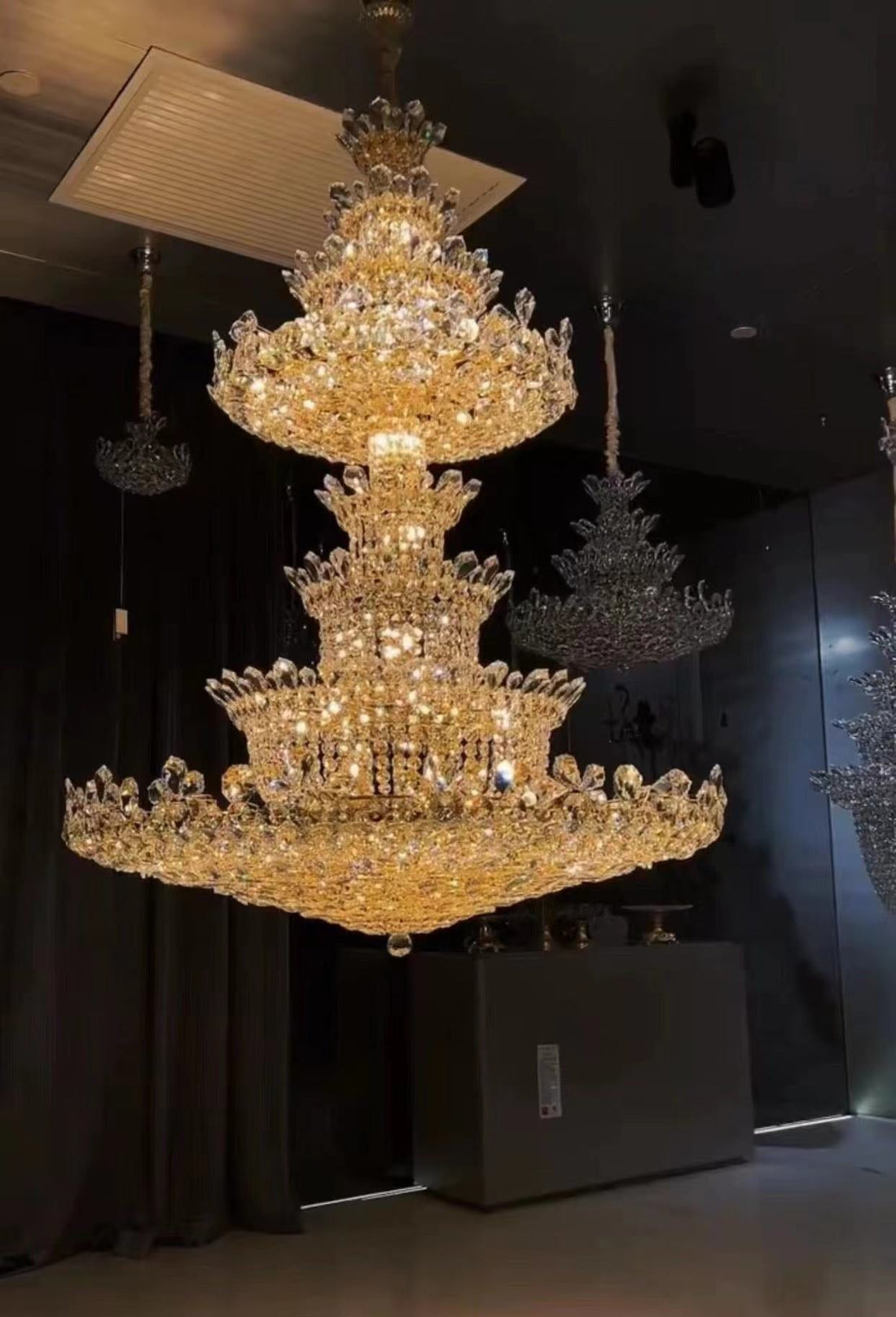 Extra Large Luxury Gold Empire Crystal Chandelier Multi-Layers for Foyer / Big Hallway / Hotel Lobby / Palace