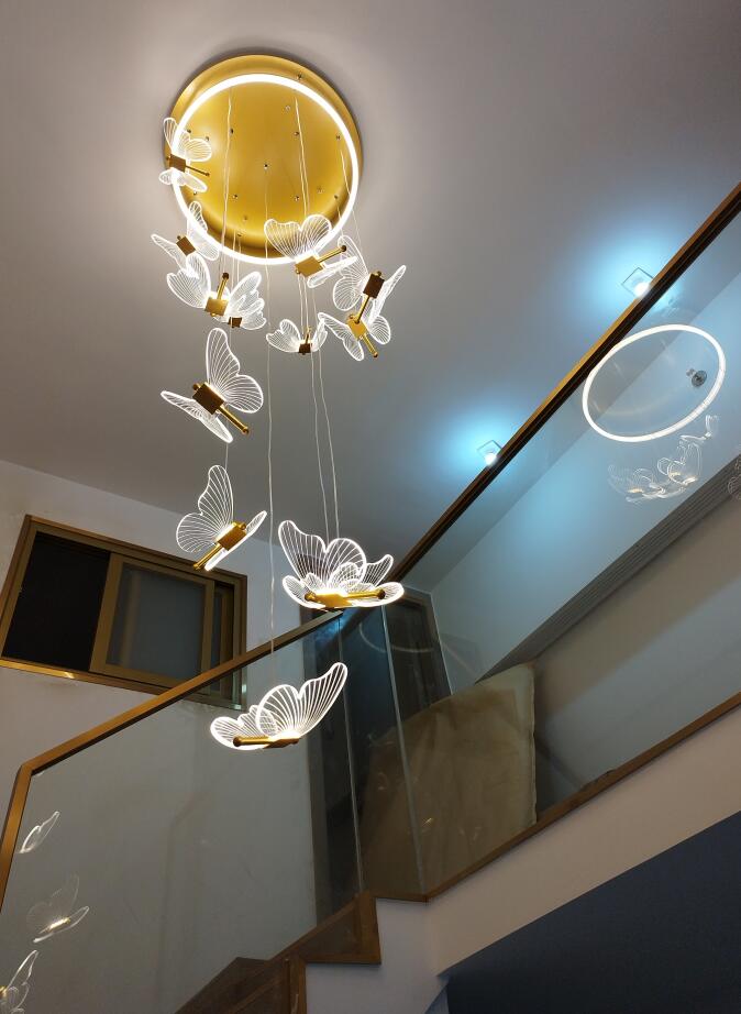 Nordic Butterfly Chandelier Luxury Foyer Staircase Ceiling Light for Living / Dining Room