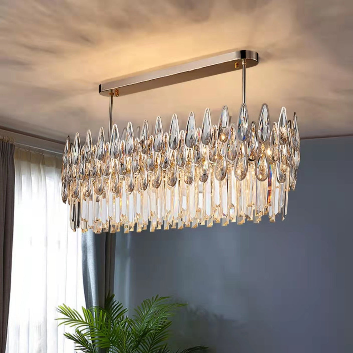 Modern Round / rectangular Raindrop Crystal Chandelier for Low-Ceiling