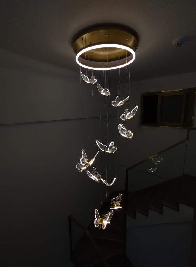 Nordic Butterfly Chandelier Luxury Foyer Staircase Ceiling Light for Living / Dining Room