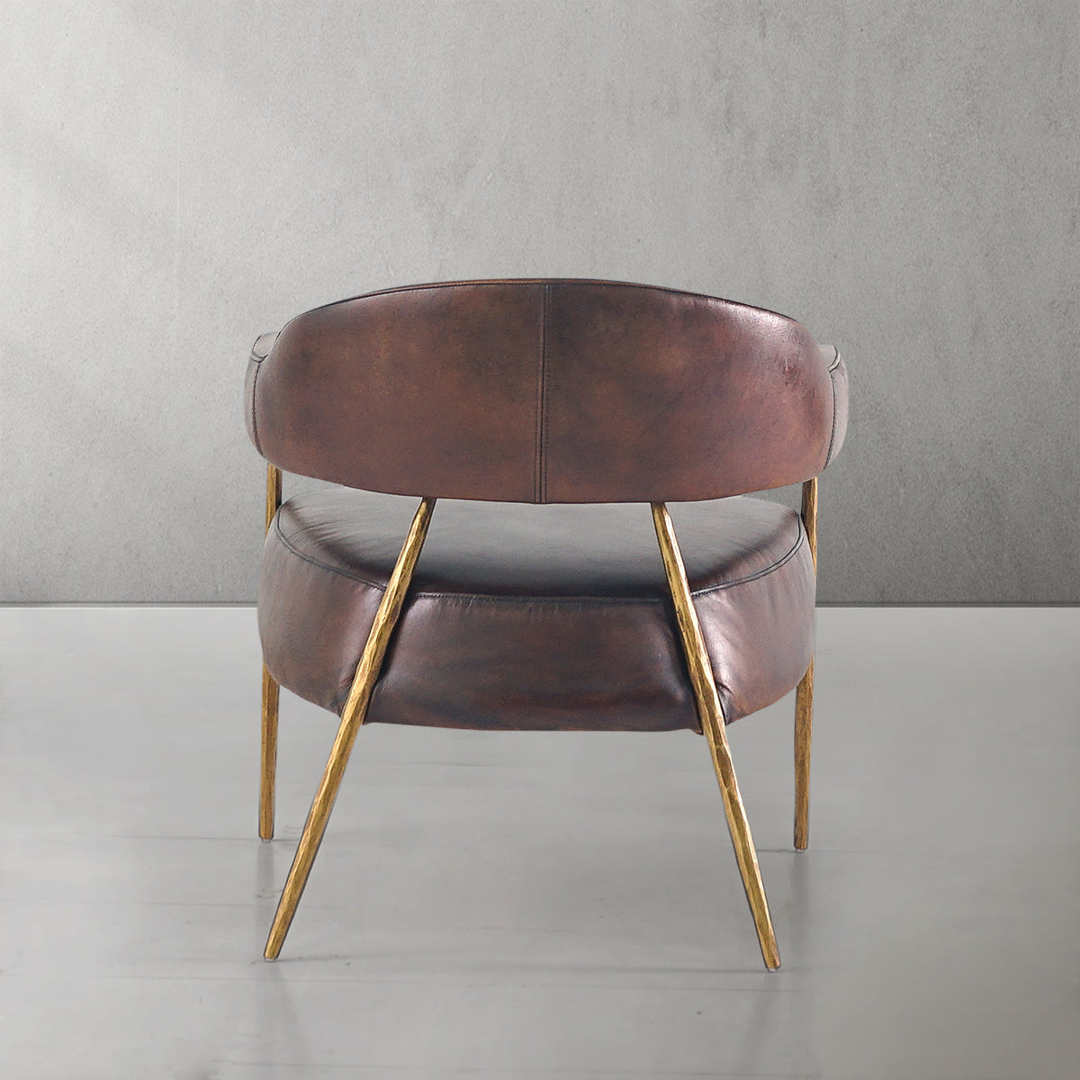 Vintage Forged Brown Leather Lounge Armchair