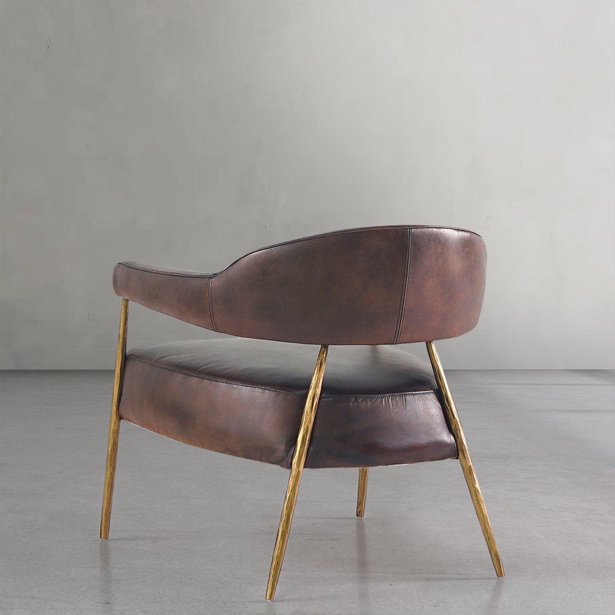 Vintage Forged Brown Leather Lounge Armchair
