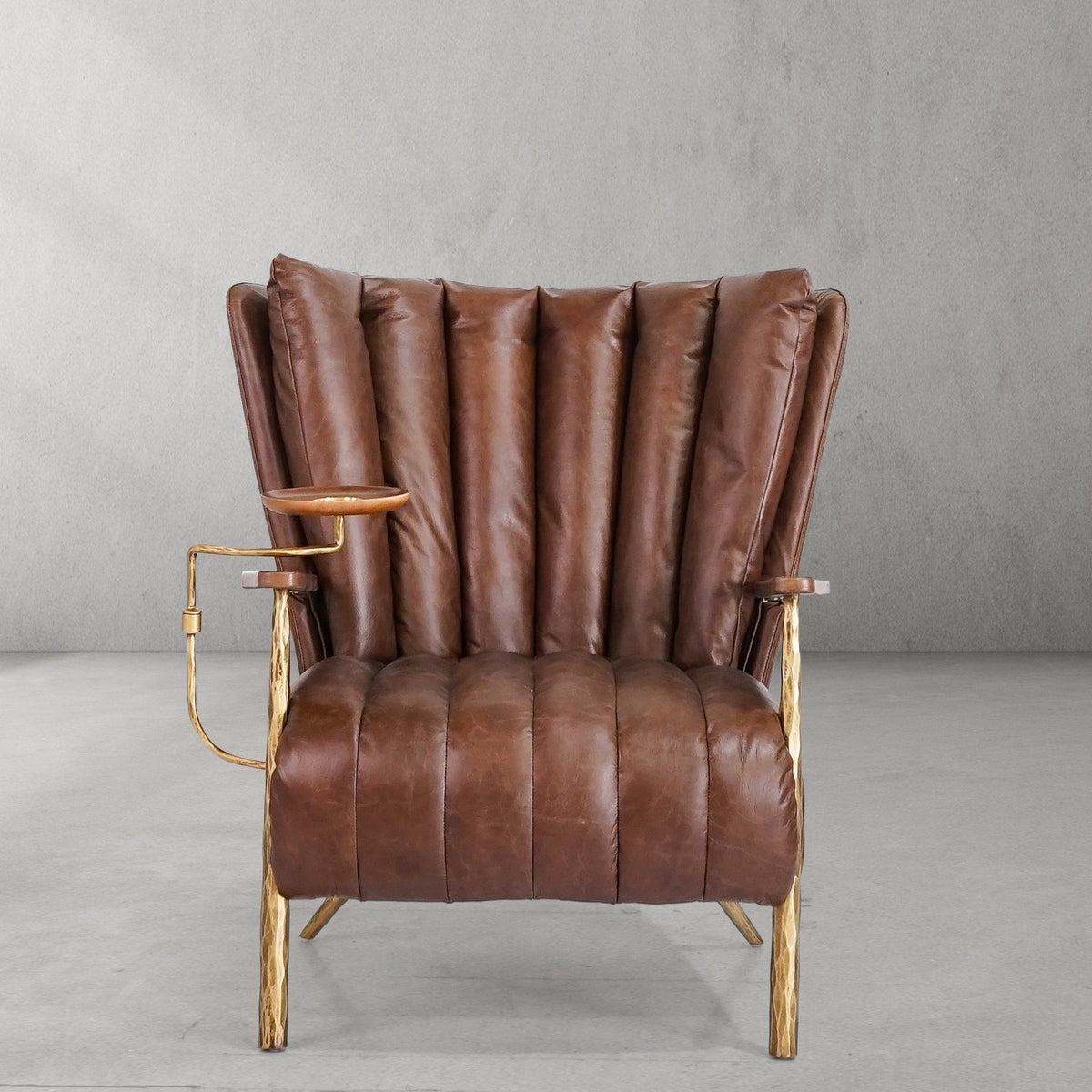 Vintage Forged Leather Armchair Cigar Chair