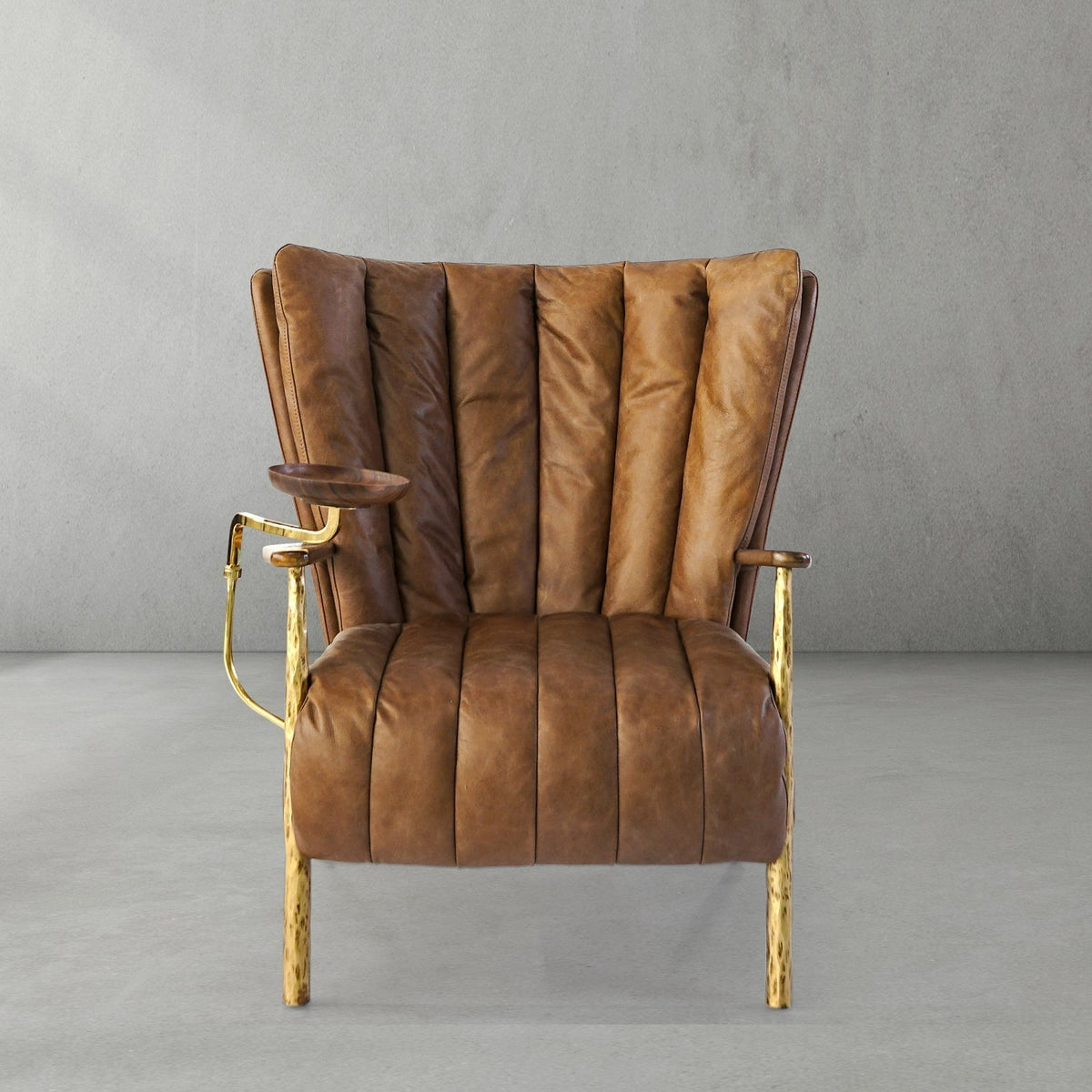 Vintage Forged Leather Armchair Cigar Chair