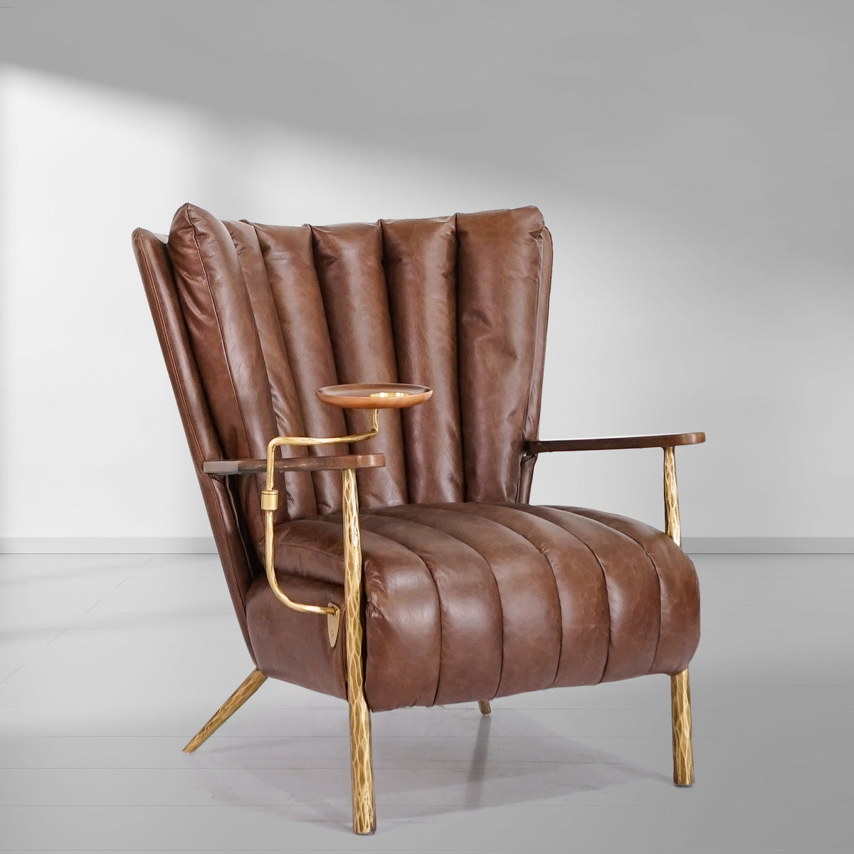 Vintage Forged Leather Armchair Cigar Chair