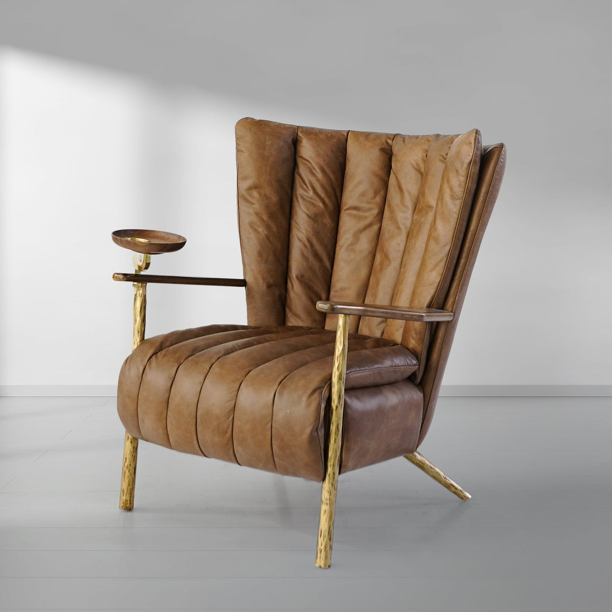Vintage Forged Leather Armchair Cigar Chair