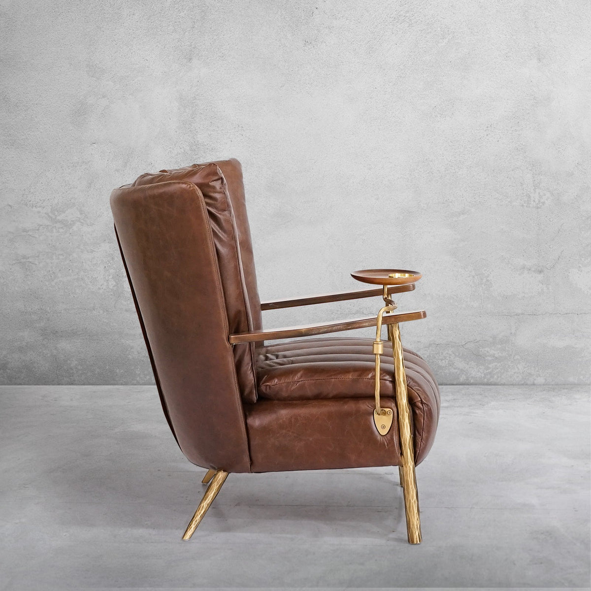 Vintage Forged Leather Armchair Cigar Chair