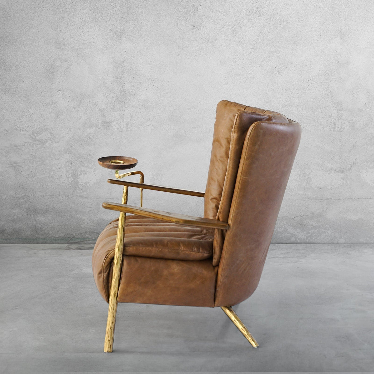 Vintage Forged Leather Armchair Cigar Chair