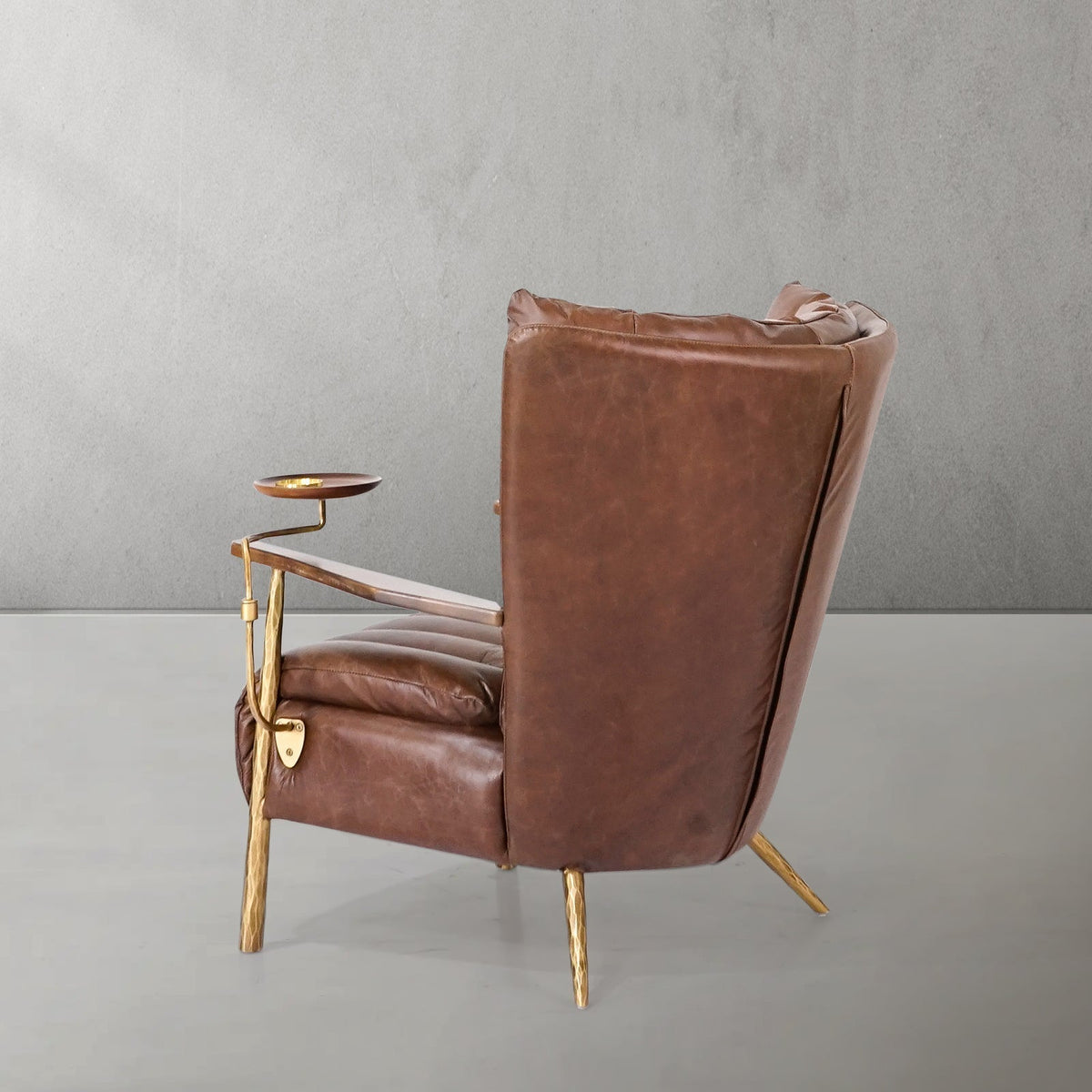 Vintage Forged Leather Armchair Cigar Chair