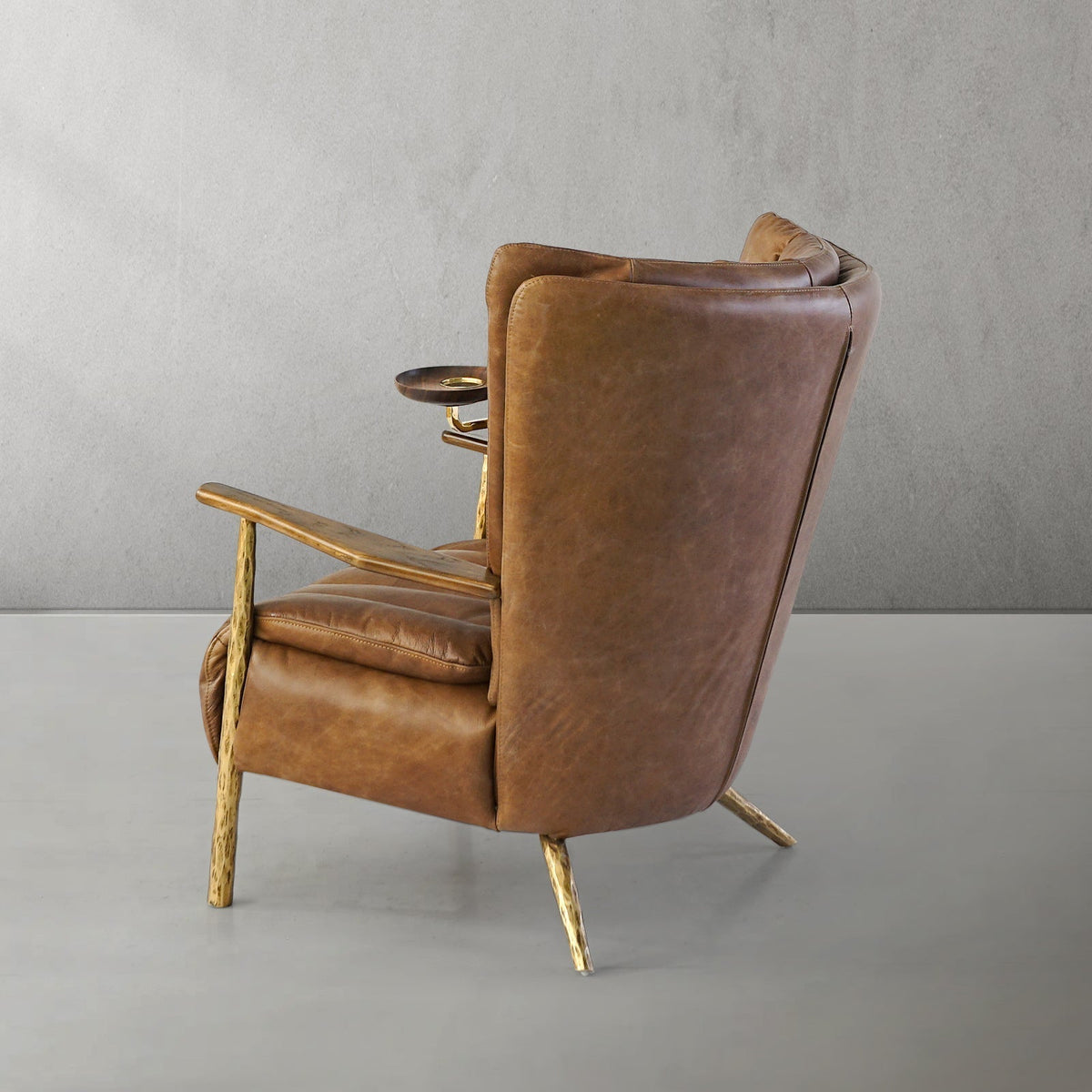 Vintage Forged Leather Armchair Cigar Chair
