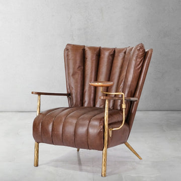 Vintage Forged Leather Armchair Cigar Chair