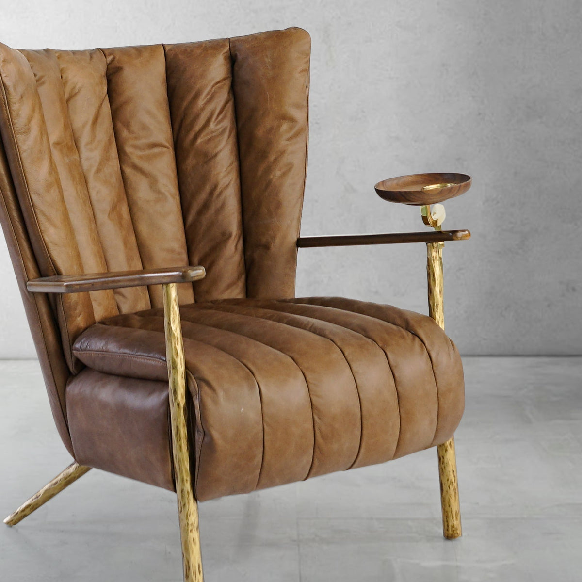 Vintage Forged Leather Armchair Cigar Chair
