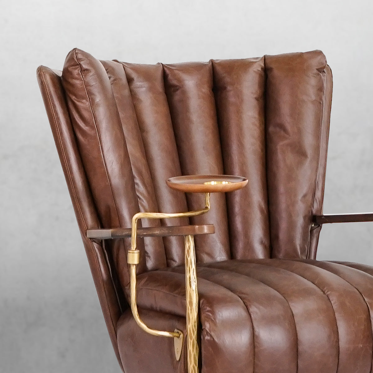 Vintage Forged Leather Armchair Cigar Chair