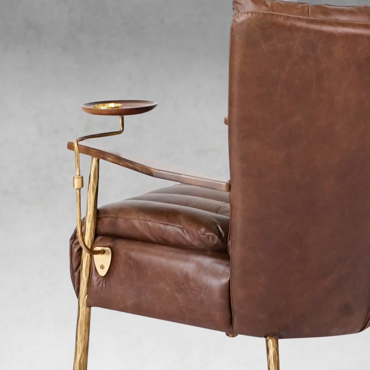 Vintage Forged Leather Armchair Cigar Chair