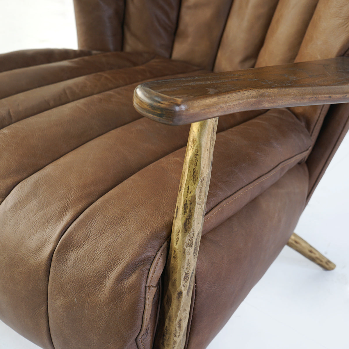 Vintage Forged Leather Armchair Cigar Chair
