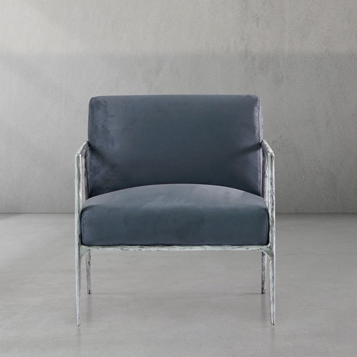 Vintage Forged Retro Silver Iron Frame Track Armchair