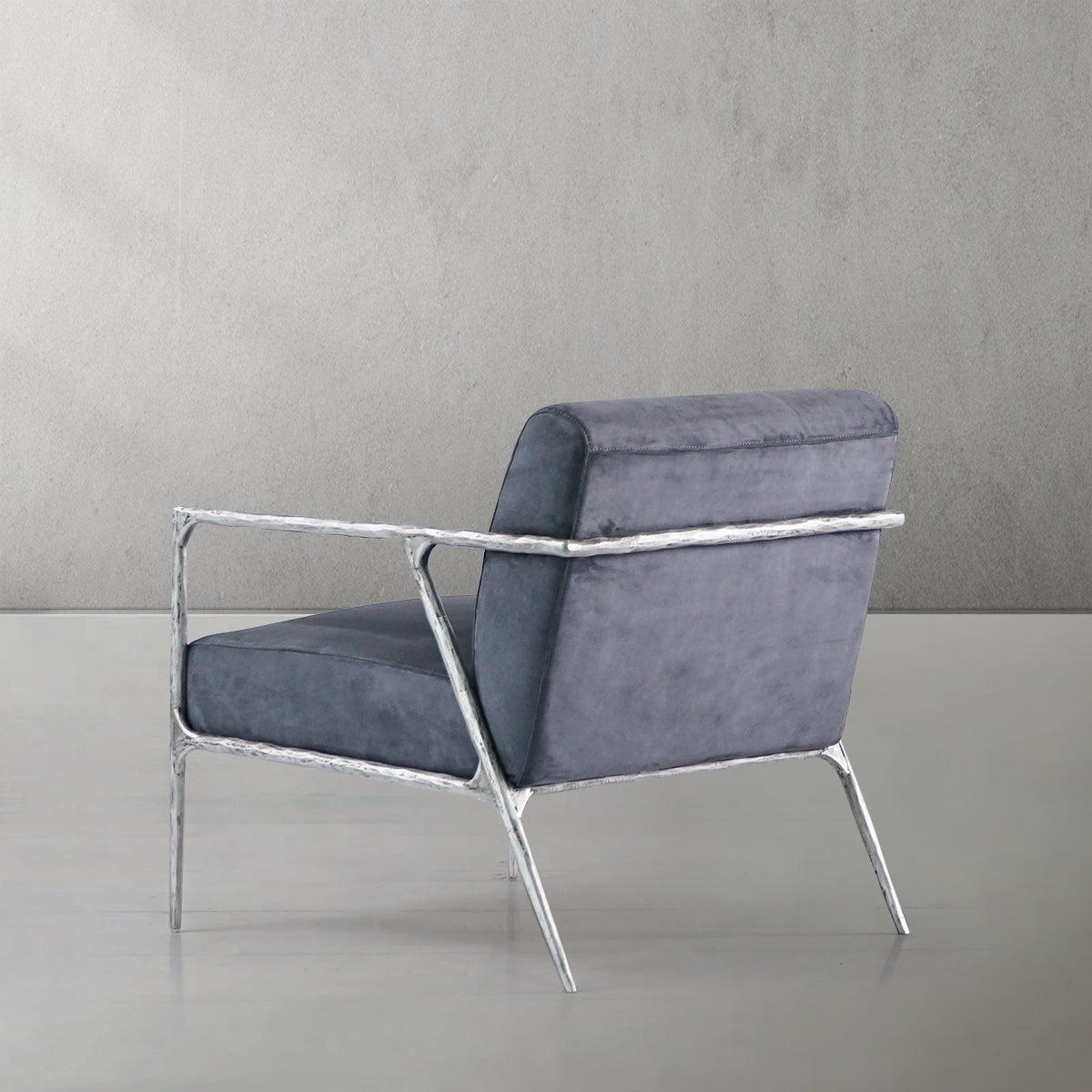 Vintage Forged Retro Silver Iron Frame Track Armchair