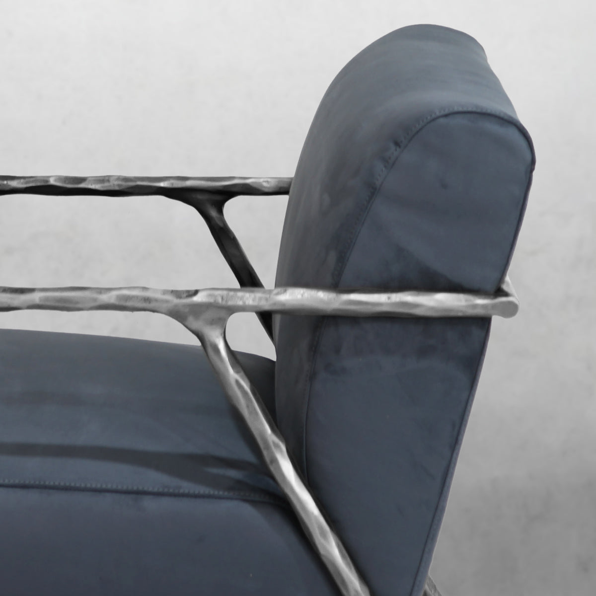 Vintage Forged Retro Silver Iron Frame Track Armchair
