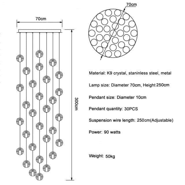 Adonis Suspension Water Drop Chandelier（ 43-Light Customized）