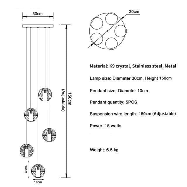Adonis Suspension Water Drop Chandelier（ 43-Light Customized）