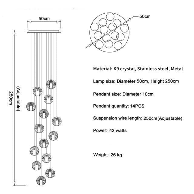 Adonis Suspension Water Drop Chandelier（ 43-Light Customized）