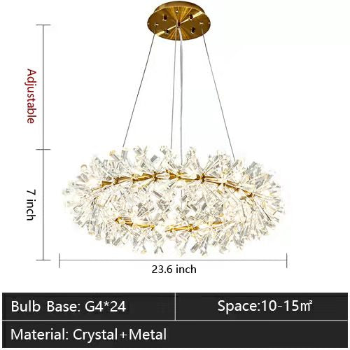 Round Wheel Frozen Ice Crystal Chandelier Light with K9 Crystals for Living Room Dining Hall