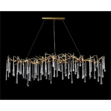 Teardrop Crystal Chandelier with Brass Branch 84-InchW