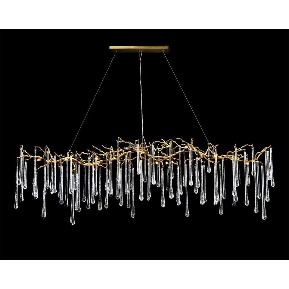 Teardrop Crystal Chandelier with Brass Branch 84-InchW