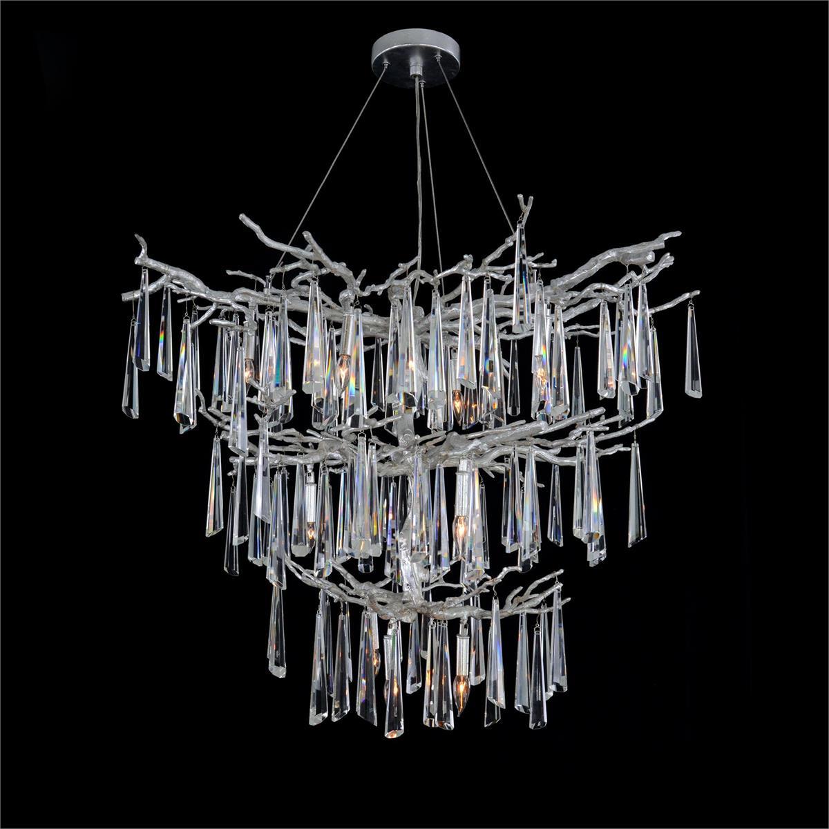 Lucent Twelve-Light Branch Crystal Drop Chandelier