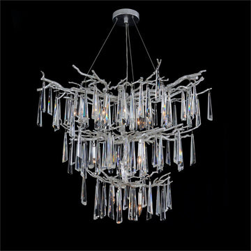 Lucent Twelve-Light Branch Crystal Drop Chandelier