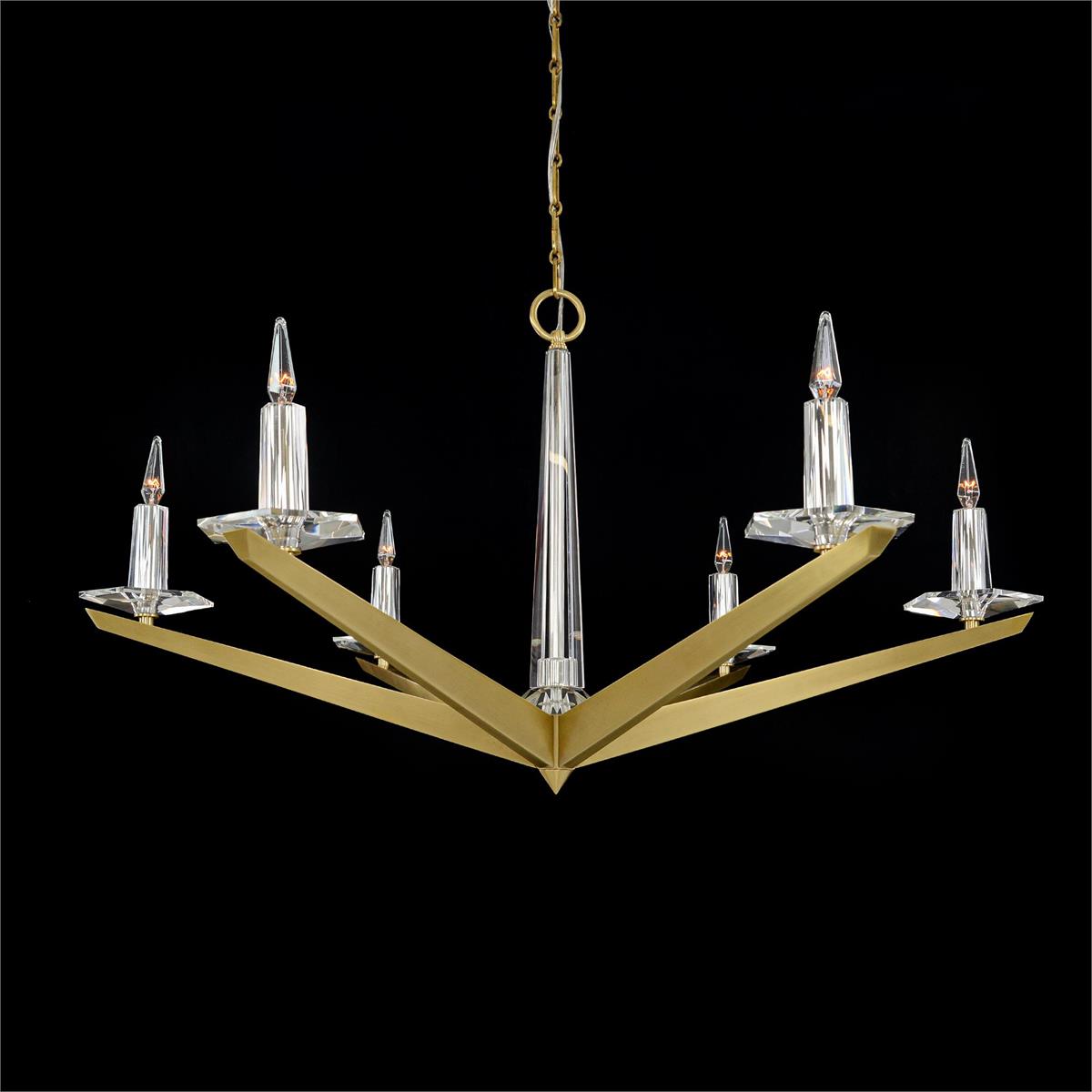 Antares Natural Brass Six Light Chandelier 48-Inch