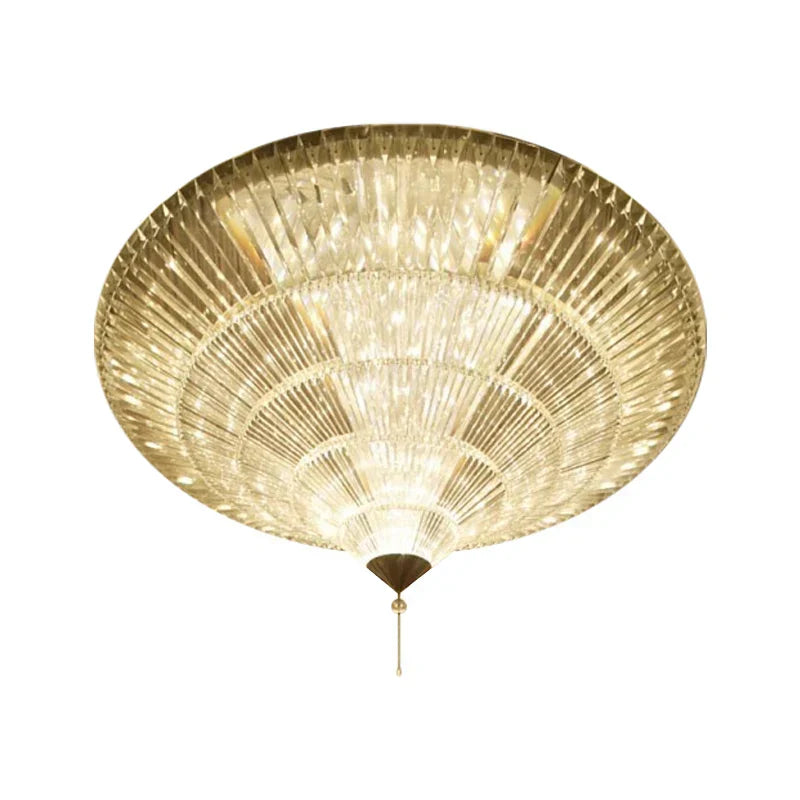 Modern Luxury Exquisite Flush Mount Crystal Chandelier for Low-Ceiling Space