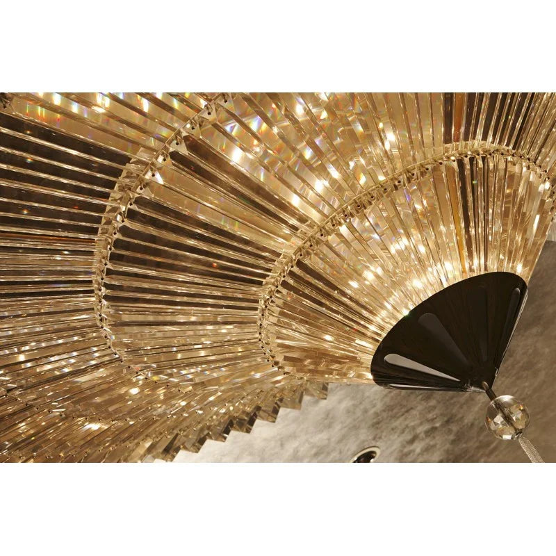 Modern Luxury Exquisite Flush Mount Crystal Chandelier for Low-Ceiling Space