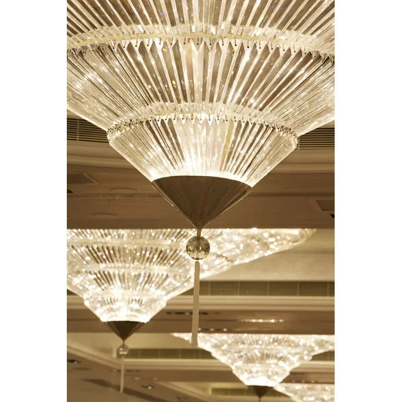 Modern Luxury Exquisite Flush Mount Crystal Chandelier for Low-Ceiling Space