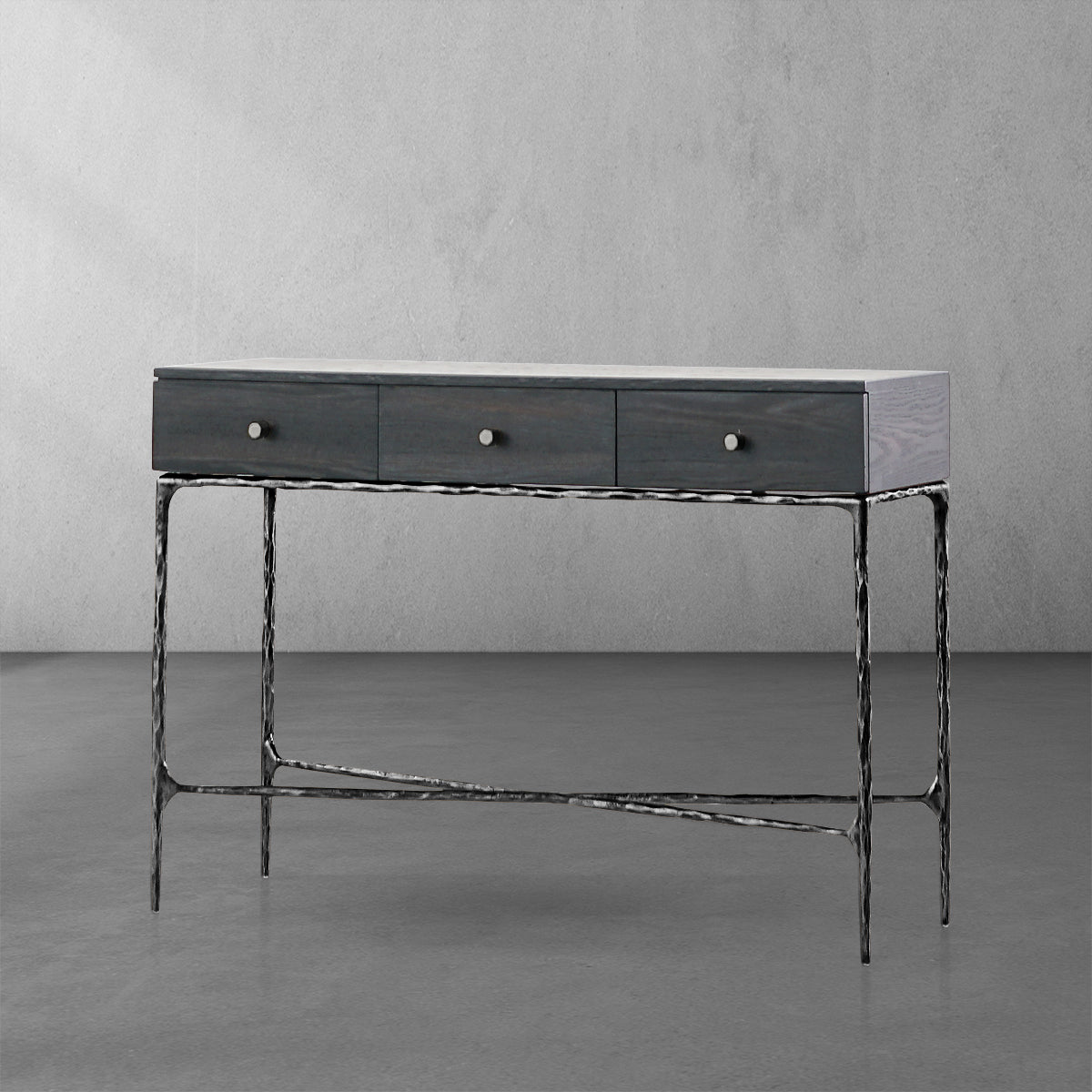 Vintage Forged 3 Drawer Desk