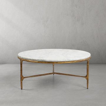 Vintage Forged Marble Round Coffee Table