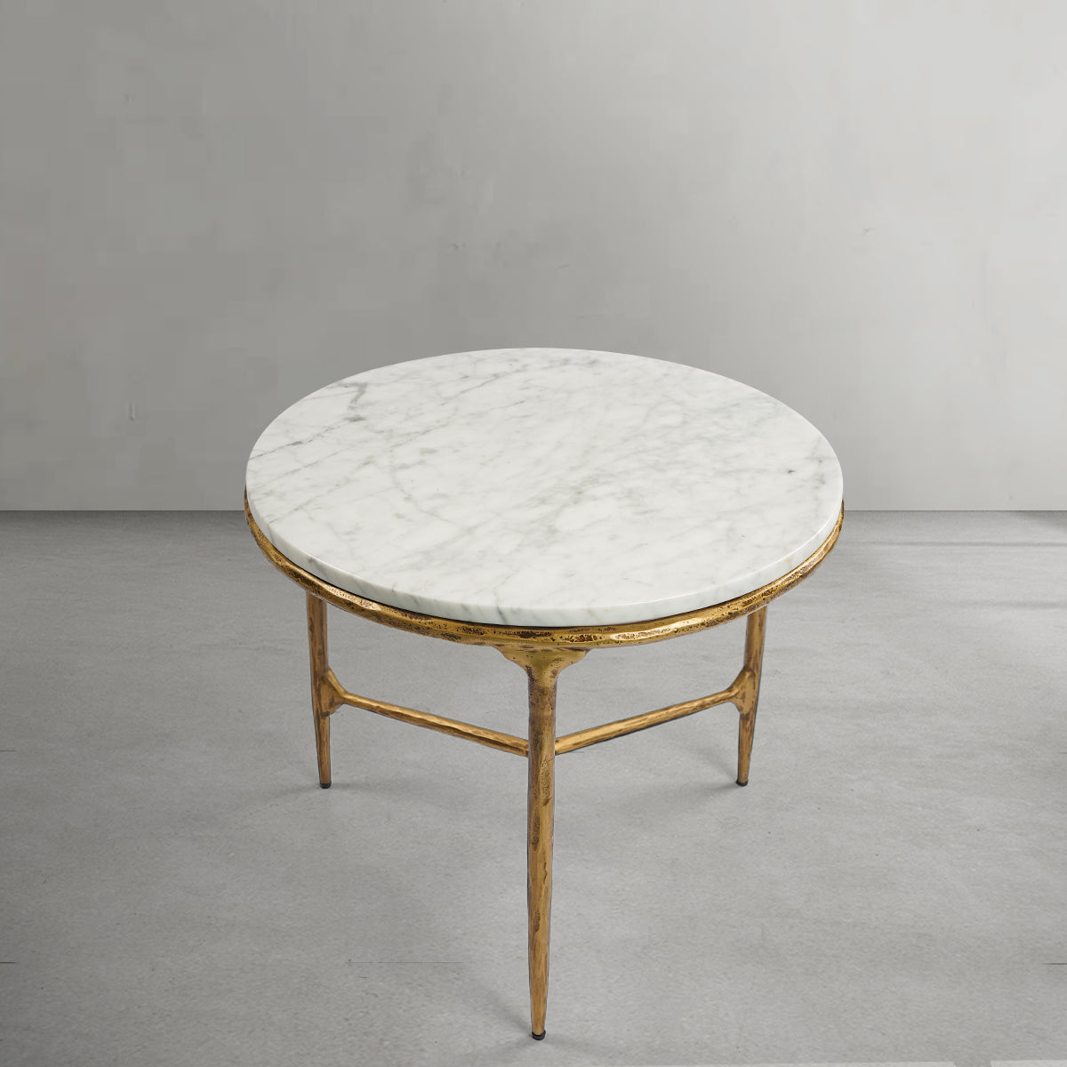Vintage Forged Marble Round Side Table