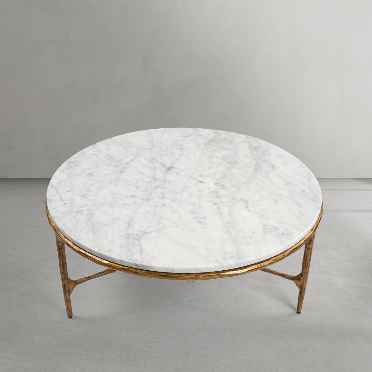 Vintage Forged Marble Round Coffee Table
