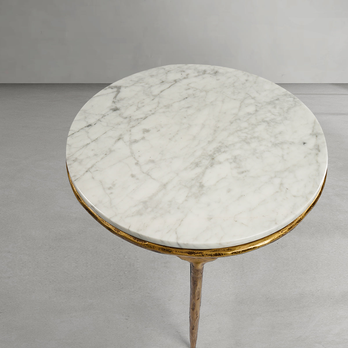 Vintage Forged Marble Round Side Table