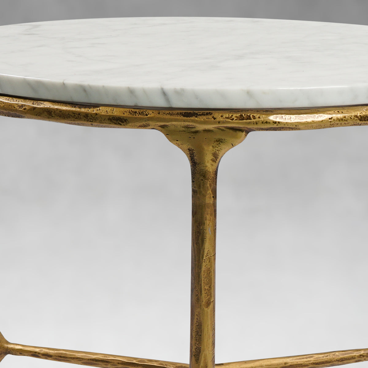 Vintage Forged Marble Round Side Table