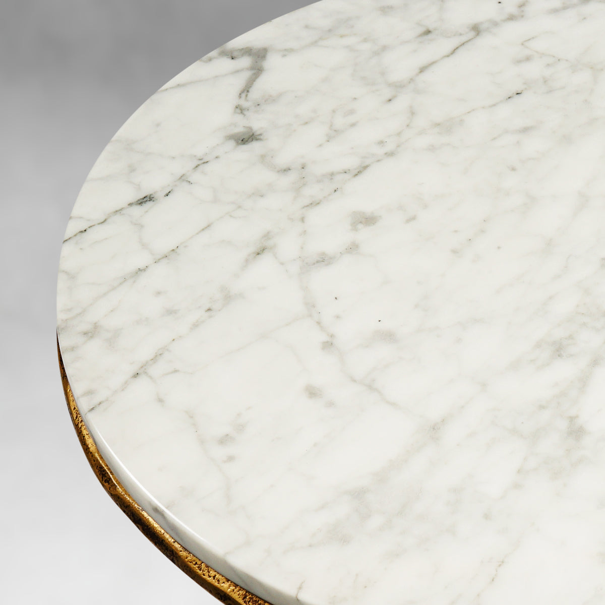 Vintage Forged Marble Round Side Table