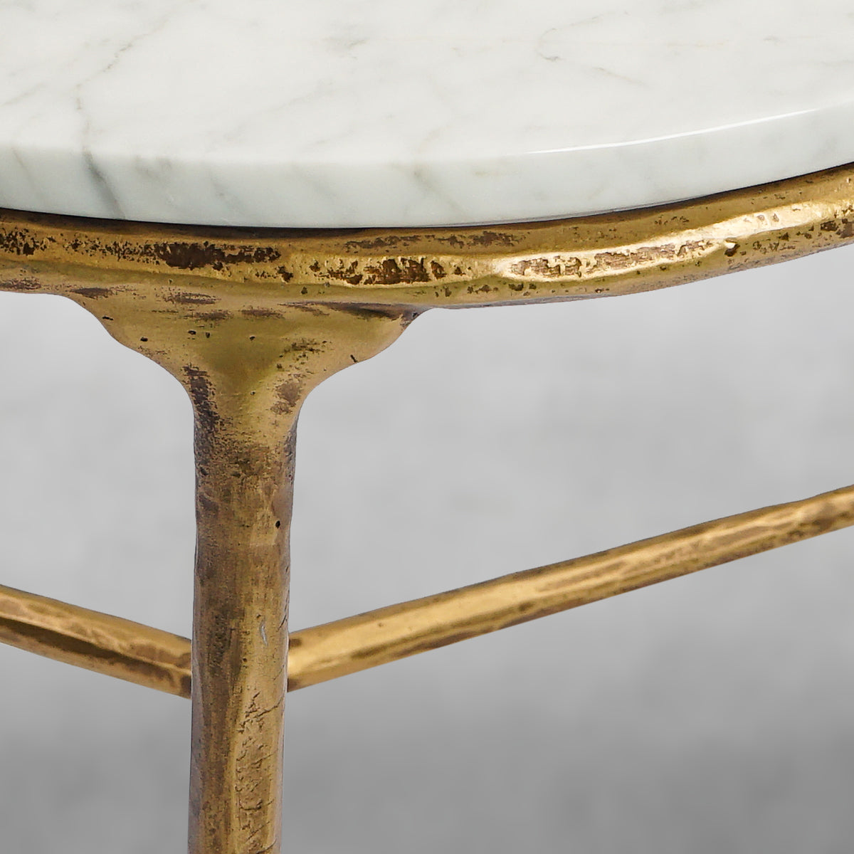 Vintage Forged Marble Round Side Table