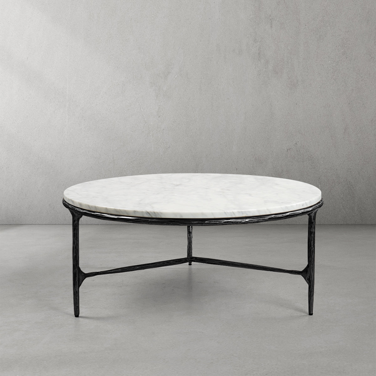Vintage Forged Marble Round Coffee Table