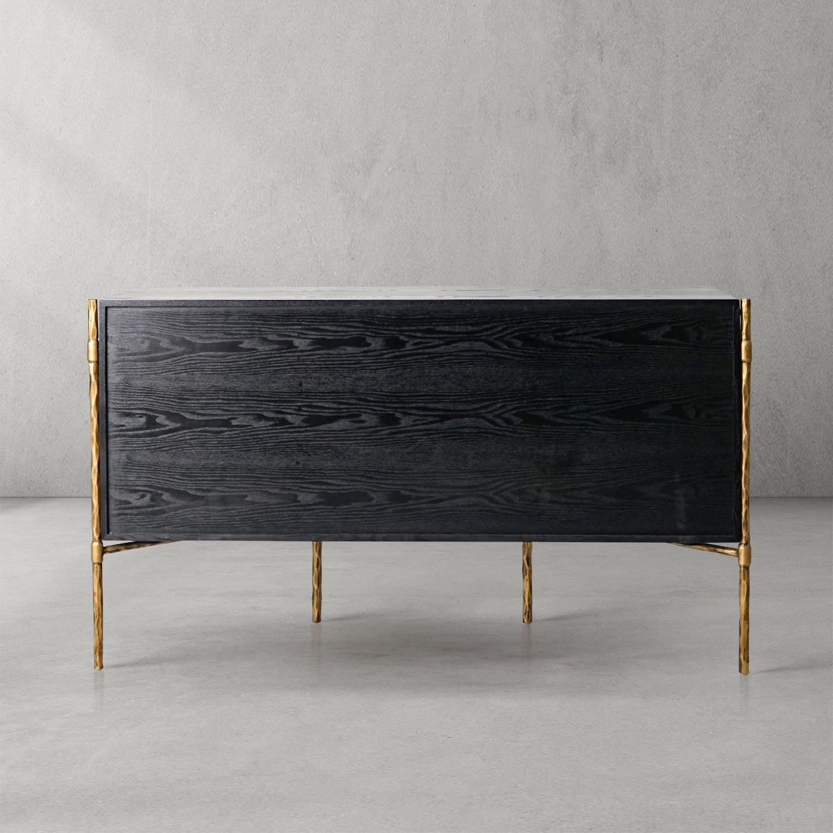Vintage Forged Metal Frame Rattan Side Cabinet
