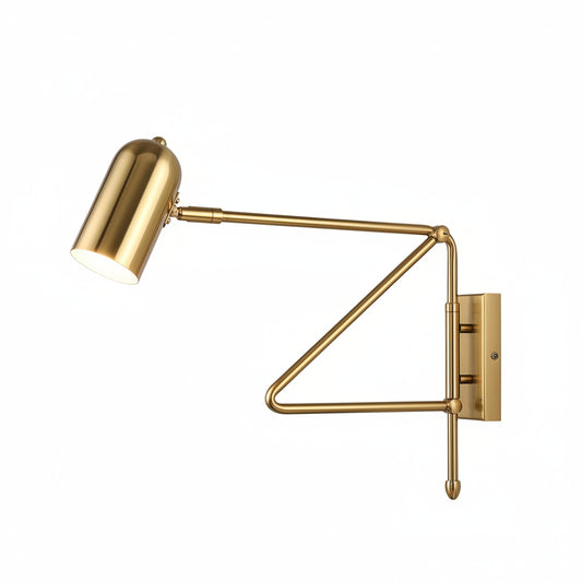 Adjustable Arm Reading Wall Lamp, 360° Swing, Gold/Black