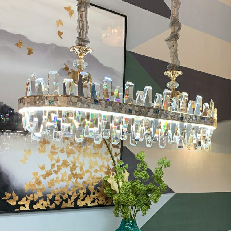 Affordable Round K9 Crystal Chandelier Lighting for Living Room Modern Rectangle Pendant Lamp for Dining Table