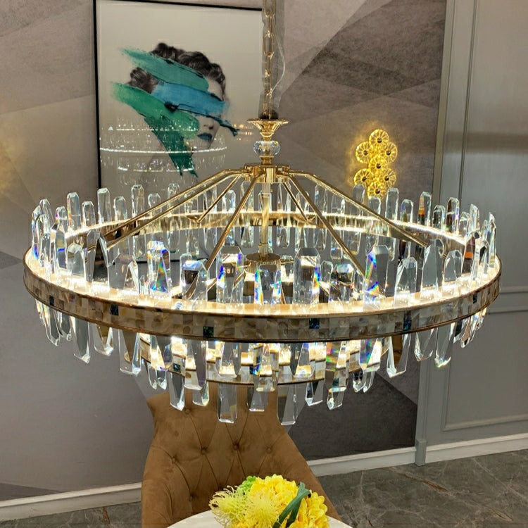 Affordable Round K9 Crystal Chandelier Lighting for Living Room Modern Rectangle Pendant Lamp for Dining Table