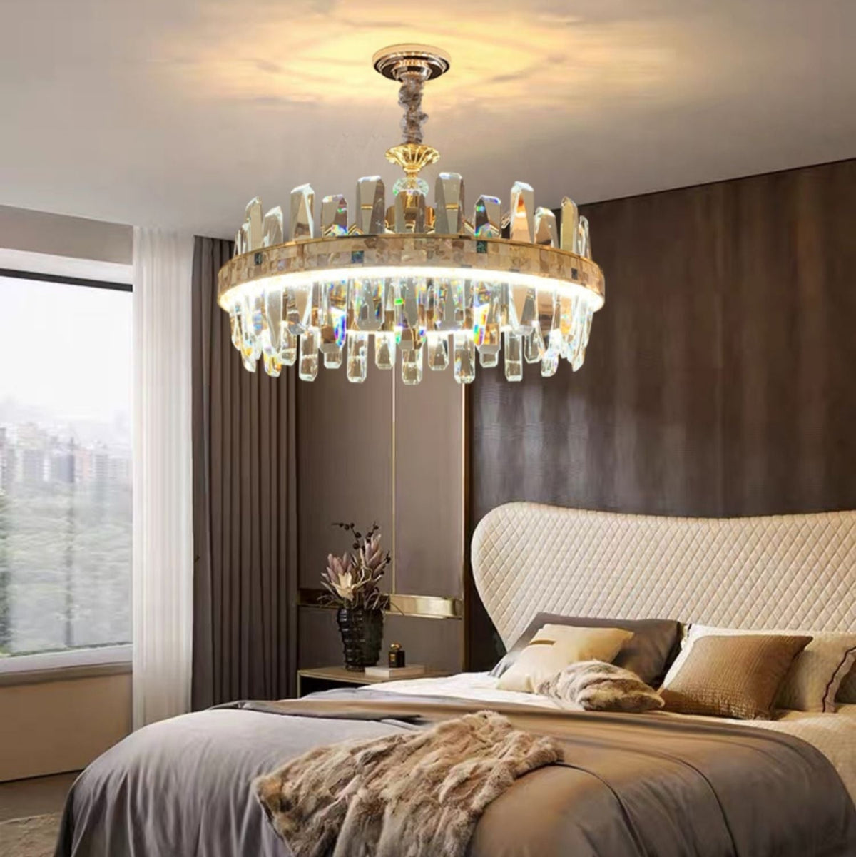 Affordable Round K9 Crystal Chandelier Lighting for Living Room Modern Rectangle Pendant Lamp for Dining Table