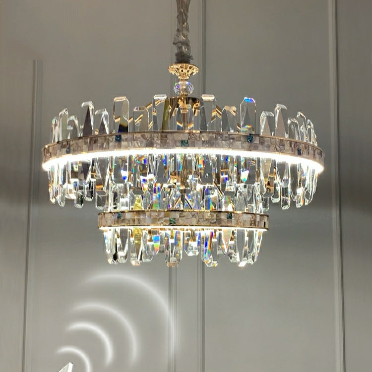 Affordable Round K9 Crystal Chandelier Lighting for Living Room Modern Rectangle Pendant Lamp for Dining Table